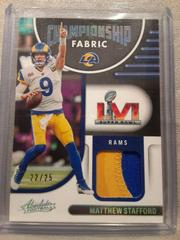 Matthew Stafford [Silver] Football Cards 2022 Panini Absolute Championship Fabric Prices