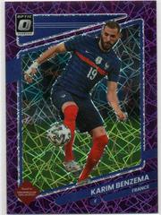 Karim Benzema [Optic Purple Velocity] #64 Soccer Cards 2021 Panini Donruss Road to Qatar Prices