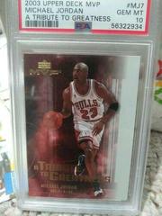 Michael Jordan #MJ7 Basketball Cards 2003 Upper Deck MVP A Tribute to Greatness Prices