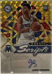 Jaden Springer [Gold] Basketball Cards 2021 Panini Mosaic Rookie Scripts Autographs Prices