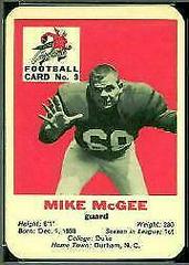 Mike McGee #9 Football Cards 1960 Mayrose Cardinals Prices