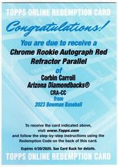Corbin Carroll [Red] Baseball Cards 2023 Bowman Chrome Rookie Autographs Prices