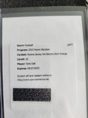 Tank Dell [Orange Electric Etch] #22 Football Cards 2023 Panini Obsidian Rookie Jersey Ink Prices