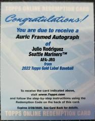 Julio Rodriguez Baseball Cards 2022 Topps Gold Label Auric Framed Autographs Prices