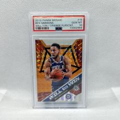 Ben Simmons [Orange Fluorescent] #15 Basketball Cards 2019 Panini Mosaic Will to Win Prices
