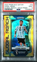 Lionel Messi [Gold] Soccer Cards 2022 Panini Prizm World Cup Global Reach Prices