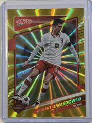 Robert Lewandowski [Gold Laser] Soccer Cards 2021 Panini Donruss Road to Qatar Prices