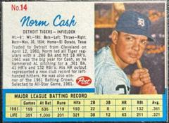 Norm Cash [Hand Cut Throws Right] #14 Baseball Cards 1962 Post Cereal Prices