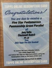 Joey Votto [Green] #PP-JV Baseball Cards 2022 Topps Five Star Pentamerous Penmanship Autographs Prices