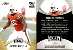 Gregory Rousseau #39 Football Cards 2021 Leaf Draft Prices