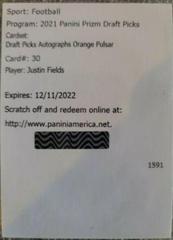 Justin Fields [Orange Pulsar Prizm] #DPA-JFI Football Cards 2021 Panini Prizm Draft Picks Autographs Prices