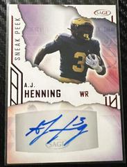 A. J. Henning [Red] #SPA-AJH Football Cards 2023 Sage Sneak Peek Autographs Prices