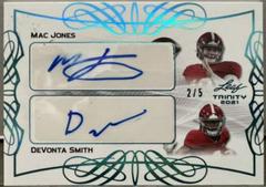 Mac Jones, DeVonta Smith [Green] #DA-02 Football Cards 2021 Leaf Trinity Dual Autographs Prices