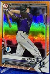 Zac Veen [Orange Foil] #BFE-3 Baseball Cards 2021 Bowman 1st Edition Prices