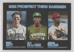 Elly De La Cruz, Brett Baty, Jordan Walker [Black] #184 Baseball Cards 2022 Topps Heritage Minor League Prices