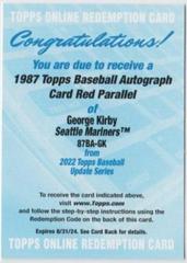 George Kirby [Red] #87BA-GK Baseball Cards 2022 Topps Update 1987 Autographs Prices