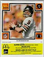 Jim McMahon [Yellow] #9 Football Cards 1985 McDonald's Bears Prices