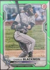 Charlie Blackmon [Green] #4 Baseball Cards 2021 Bowman Prices