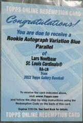 Lars Nootbaar [Blue] #RA-LN Baseball Cards 2022 Topps Gallery Rookie Autographs Prices