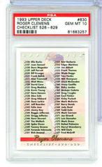 Roger Clemens [Checklist 526 629] #630 Baseball Cards 1993 Upper Deck Prices