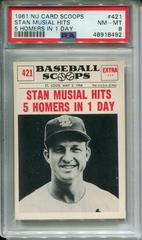 Stan Musial Hits [5 Homers in 1 Day] #421 Baseball Cards 1961 NU Card Scoops Prices
