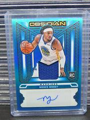 Moses Moody [Blue Flood] Basketball Cards 2021 Panini Obsidian Rookie Jersey Ink Autographs Prices