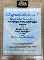 Wander Franco [Orange] #CBA-WF Baseball Cards 2022 Topps Chrome Black Autographs Prices