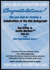 Ken Griffey Jr. #KIDA-KG1 Baseball Cards 2024 Topps Celebration of the Kid Autograph Prices