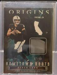 Derek Carr [Turquoise] Football Cards 2022 Panini Origins Hometown Roots Prices
