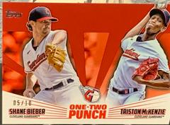 Shane Bieber, Triston McKenzie [Red] Baseball Cards 2023 Topps One Two Punch Prices