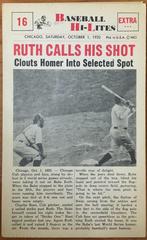 Ruth Calls His Shot Baseball Cards 1960 NU Card Baseball Hi Lites Prices
