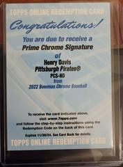 Henry Davis Baseball Cards 2022 Bowman Chrome Prime Signatures Prices