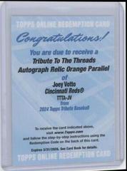 Joey Votto [Orange] #TTTA-JV Baseball Cards 2024 Topps Tribute Threads Autograph Relic Prices