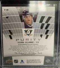 Teemu Selanne [Autograph] Hockey Cards 2021 SP Game Used Purity Prices
