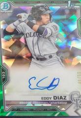 Eddy Diaz [Green Refractor] Baseball Cards 2021 Bowman Sapphire Autographs Prices