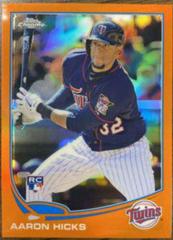 Aaron Hicks [Orange Refractor] #179 Baseball Cards 2013 Topps Chrome Prices