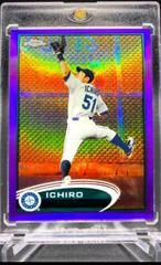 Ichiro [Catching Purple Refractor] #100 Baseball Cards 2012 Topps Chrome Prices