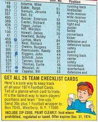 New York Jets Football Cards 1974 Topps Team Checklists Prices