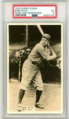 Babe Ruth [Name and Team in Box] Baseball Cards 1933 Worch Cigar Prices