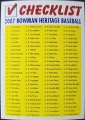 checklist Baseball Cards 2007 Bowman Heritage Prices
