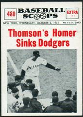 Thomson's Homer [Sinks Dodgers] #480 Baseball Cards 1961 NU Card Scoops Prices