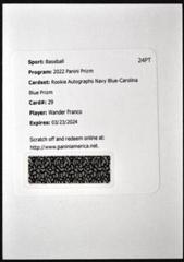 Wander Franco [Navy Blue Carolina Prizm] #RA-WF Baseball Cards 2022 Panini Prizm Rookie Autographs Prices