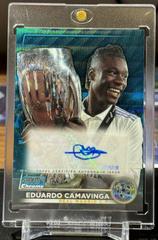 Eduardo Camavinga [Blue Wave] #CA-EC Soccer Cards 2022 Stadium Club Chrome UEFA Competitions Autographs Prices