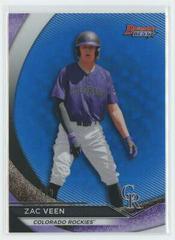 Zac Veen [Blue Refractor] #TP-12 Baseball Cards 2020 Bowman's Best Top Prospects Prices