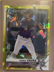 Terrin Vavra [Yellow Refractor] Baseball Cards 2021 Bowman Sapphire Prices