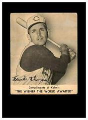 Frank Thomas Baseball Cards 1959 Kahn's Wieners Prices
