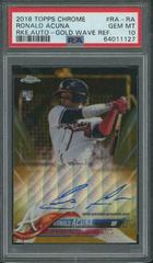 Ronald Acuna [Gold Wave Refractor] #RA-RA Baseball Cards 2018 Topps Chrome Rookie Autograph Prices