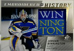 Jordan Binnington Hockey Cards 2021 SP Game Used Embroidered in History Prices