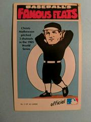 Christy Mathewson Baseball Cards 1972 Fleer Famous Feats Prices
