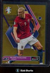 Erling Haaland [Gold Refractor] #55 Soccer Cards 2023 Topps Finest Road to UEFA EURO Prices